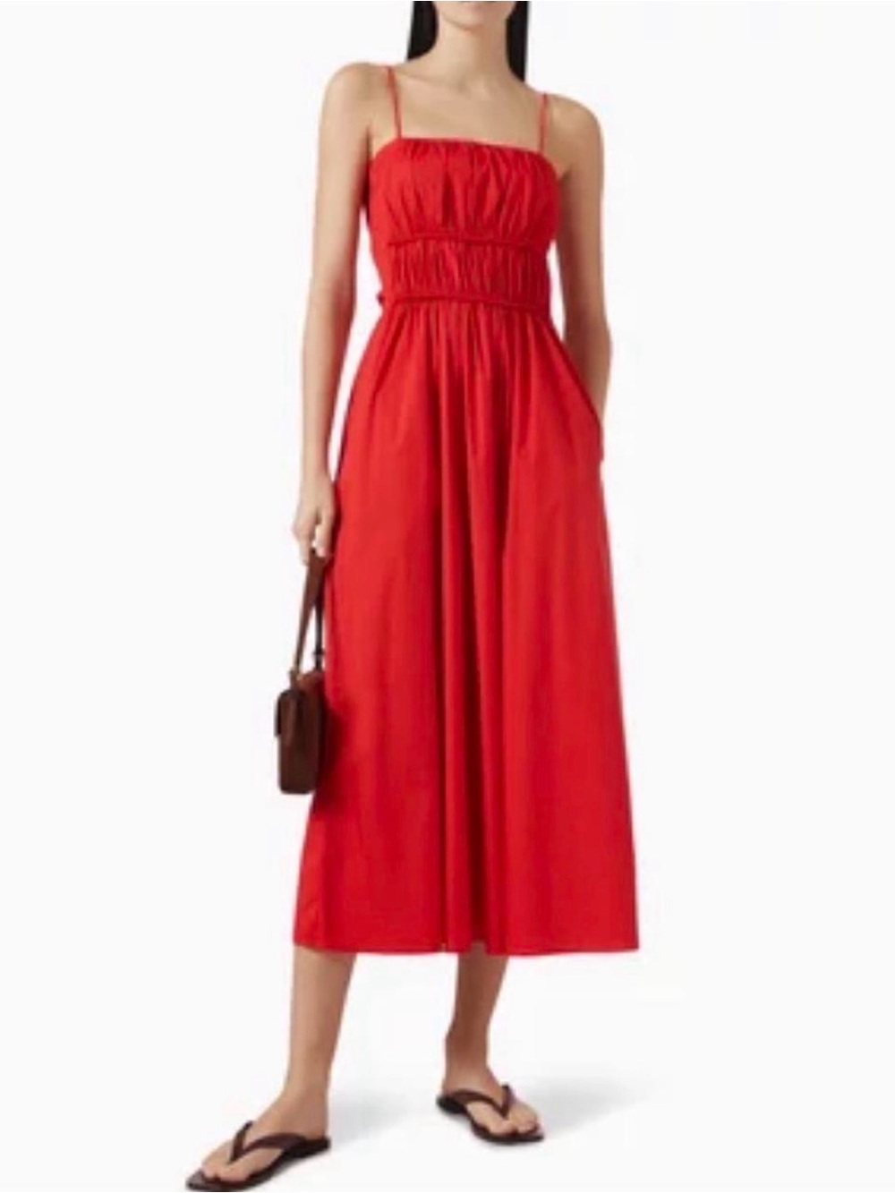 COS Gathered Midi Dress in Cotton